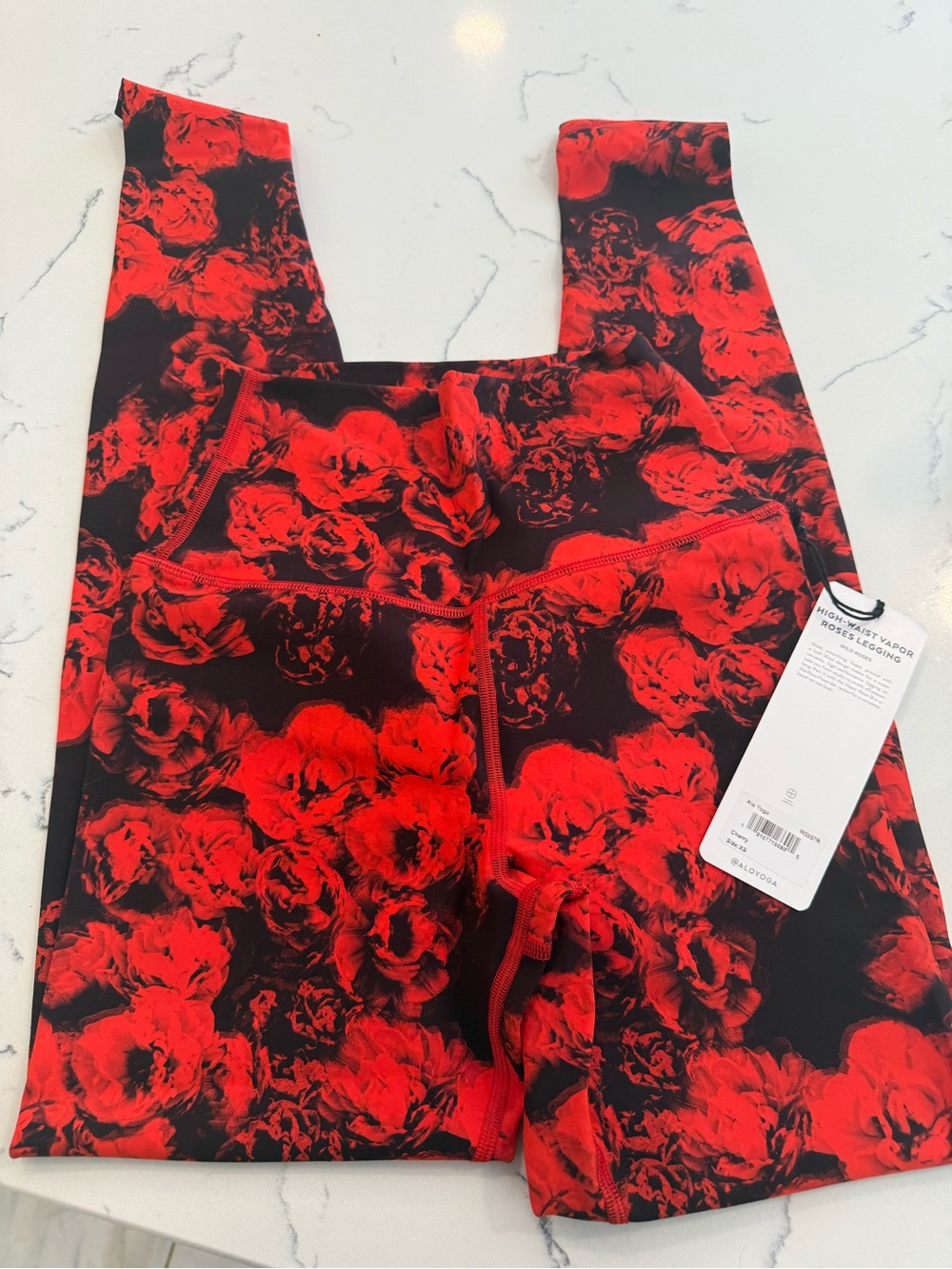 ALO Yoga Red & Black Floral High-Rise Leggings